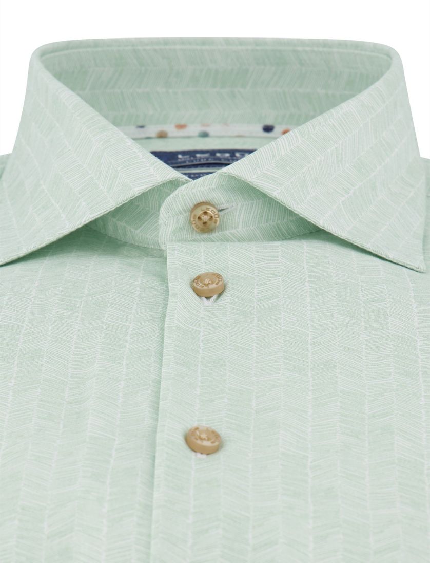 Ledub overhemd mouwlengte 7 groen modern fit