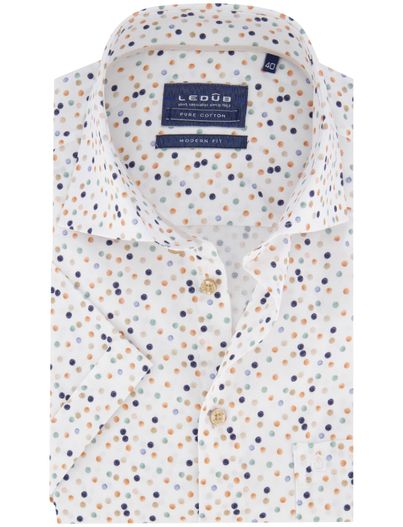 Ledub Ledub modern fit overhemd wit patroon