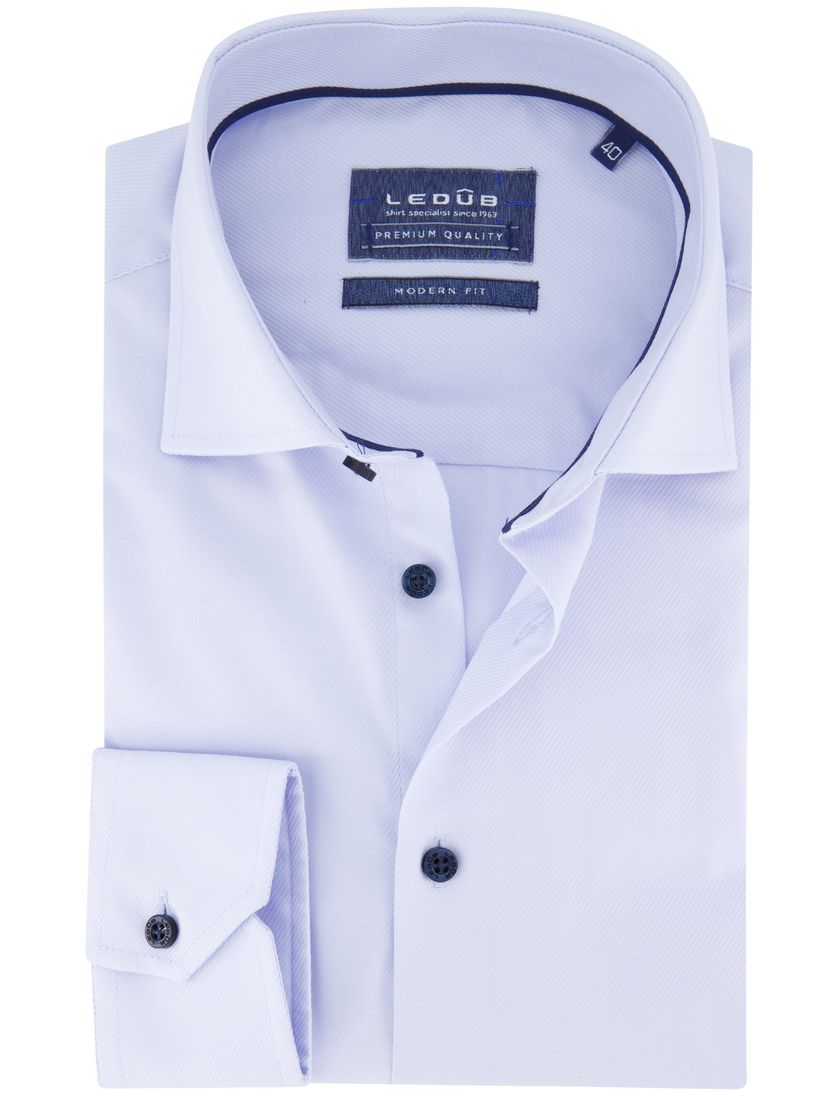 Ledub overhemd lichtblauw modern fit wide collar
