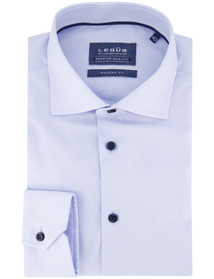 Ledub overhemd lichtblauw modern fit wide collar