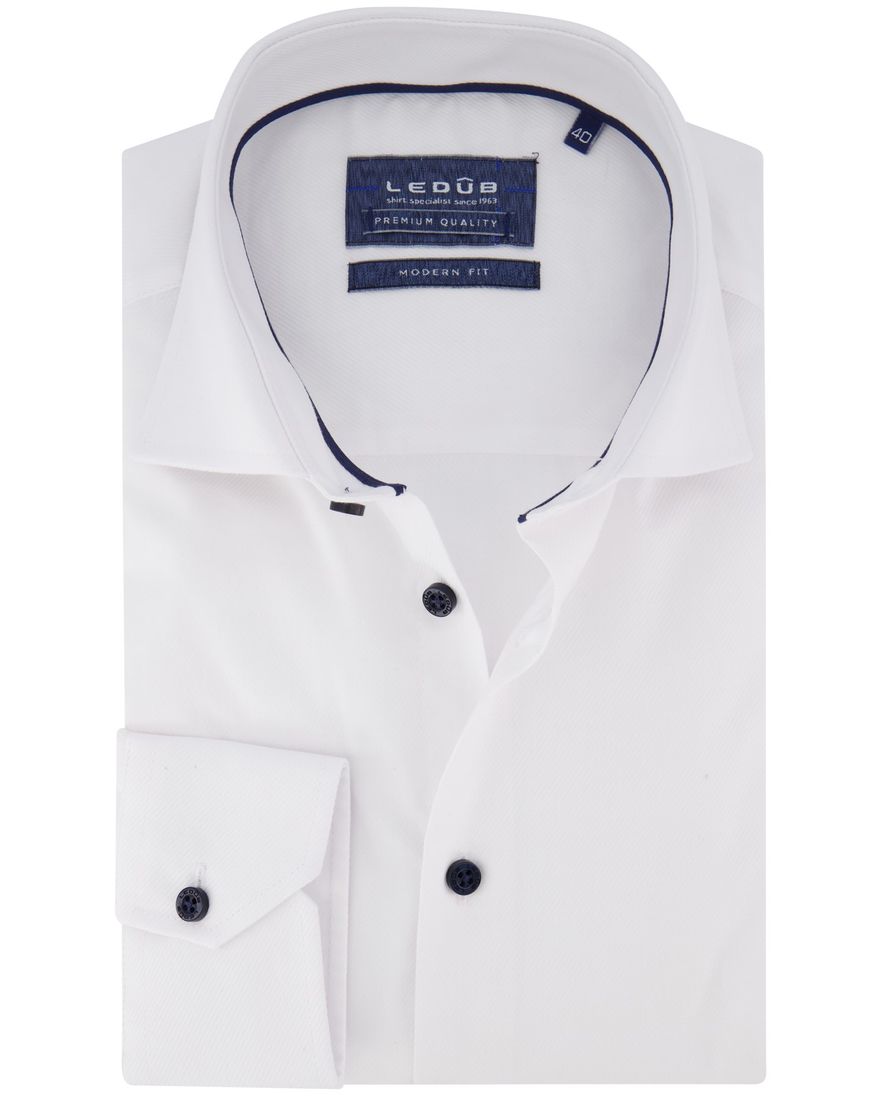 Ledub overhemd wit katoen modern fit