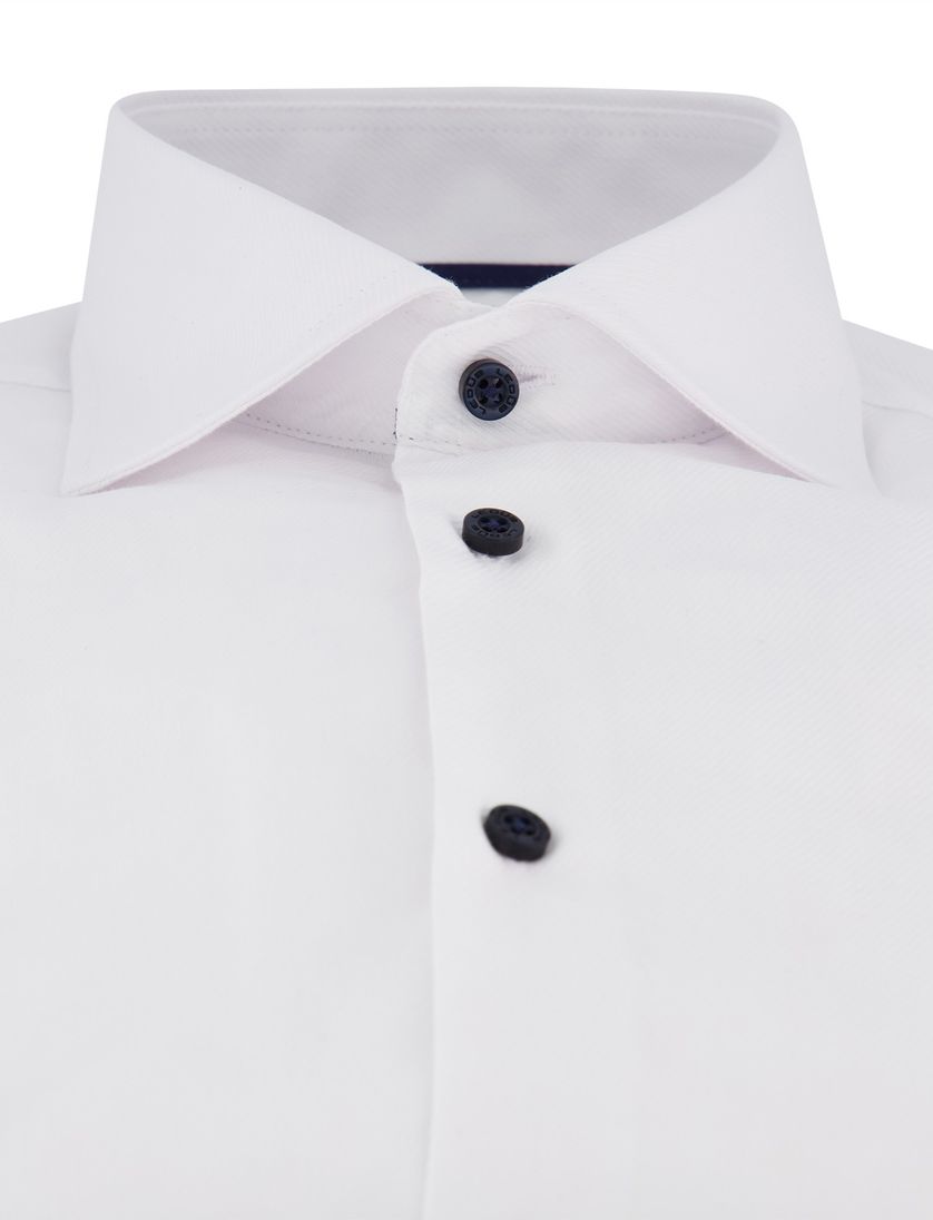 katoenen mouwlengte 7 overhemd Ledub wit effen normale fit