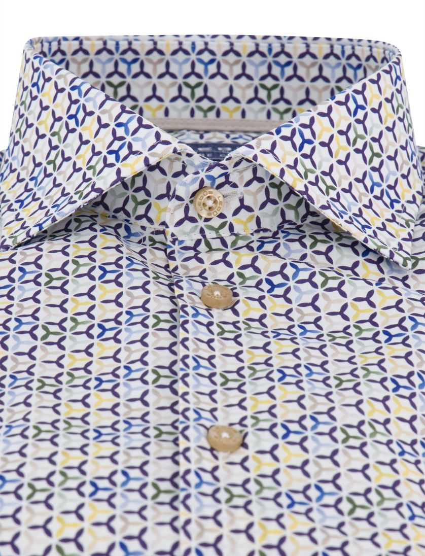 Ledub modern fit overhemd blauw geprint