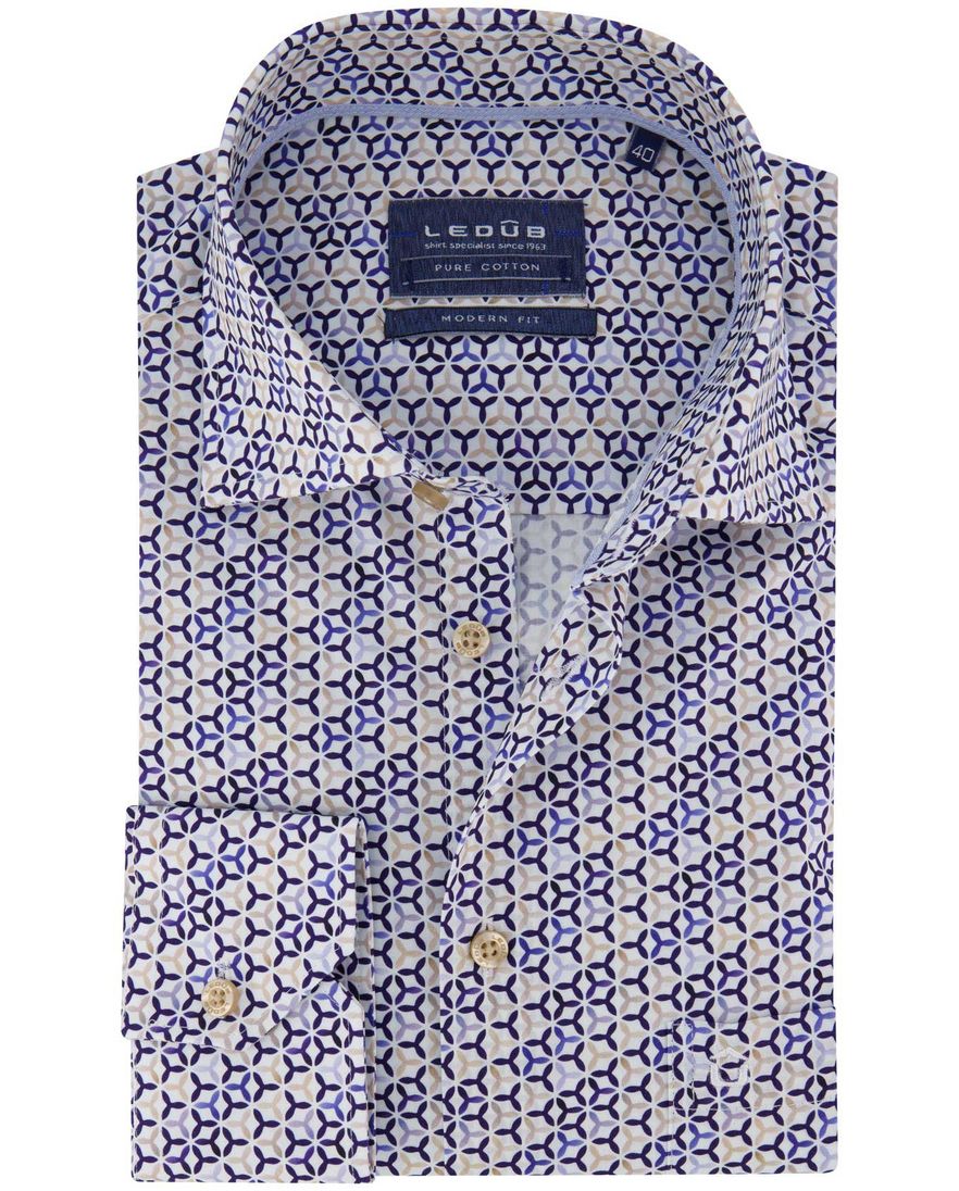 Mouwlengte 7 overhemd Ledub creme borstzak