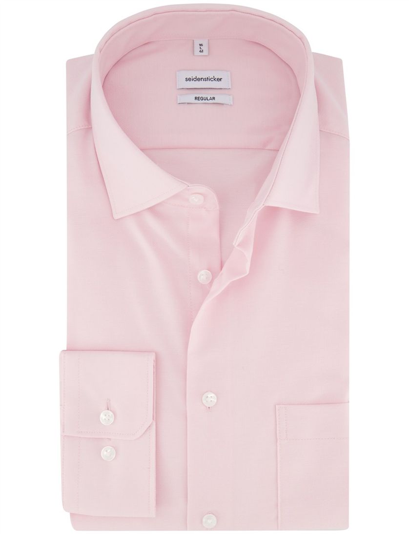 Overhemd Seidensticker Regular Roze effen katoen