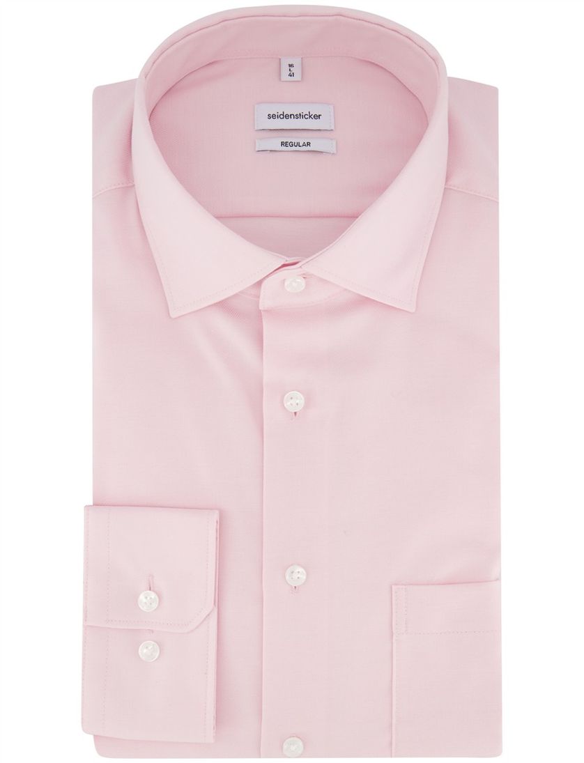 Overhemd Seidensticker Regular Roze effen katoen