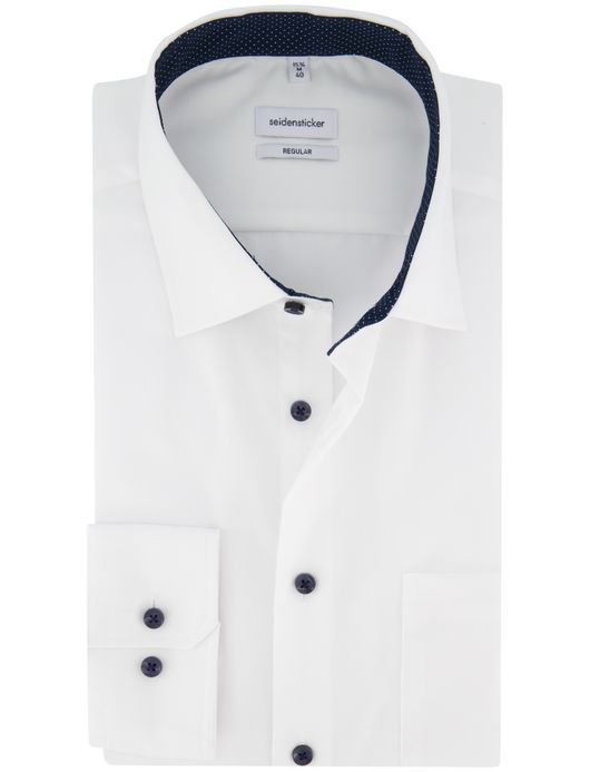 Seidensticker Regular Overhemd wit effen katoen
