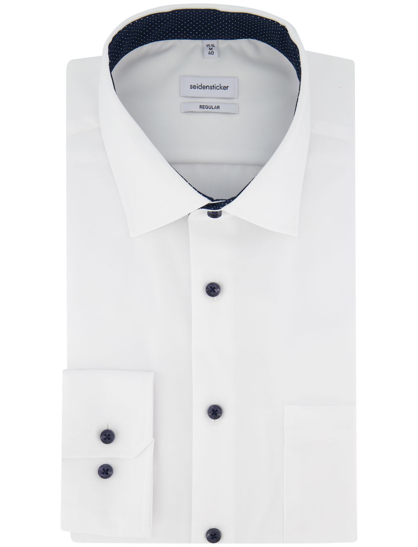 Overhemd Seidensticker Regular wit effen katoen