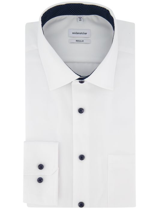 Seidensticker Regular Overhemd wit effen katoen
