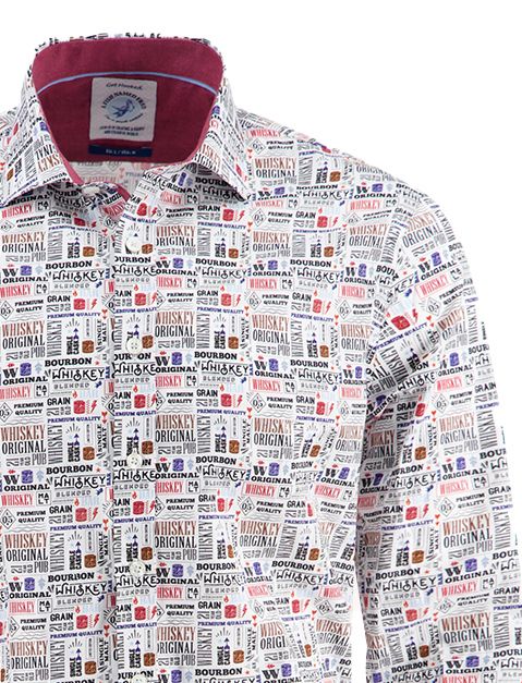 katoenen A Fish Named Fred overhemd geprint rood normale fit