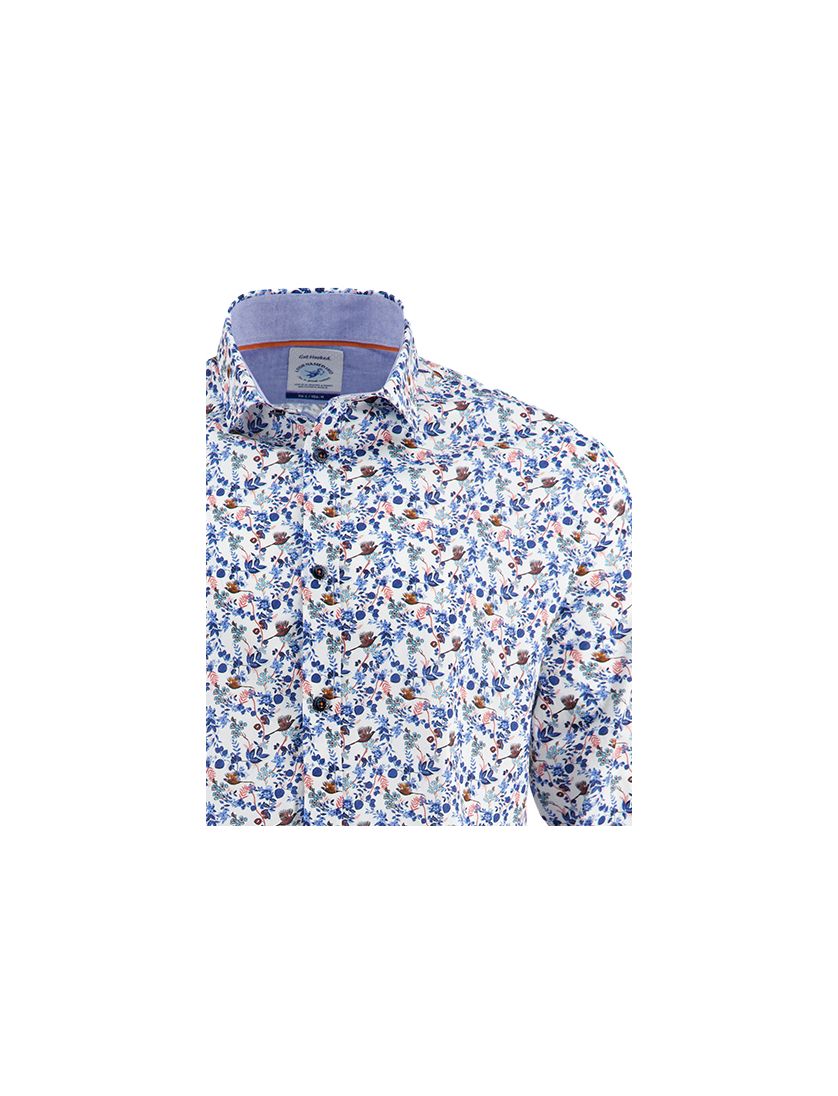A Fish Named Fred overhemd blauw geprint normale fit katoen