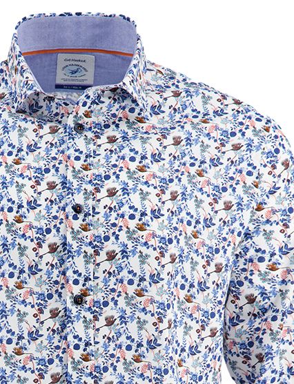 A Fish Named Fred overhemd blauw geprint normale fit
