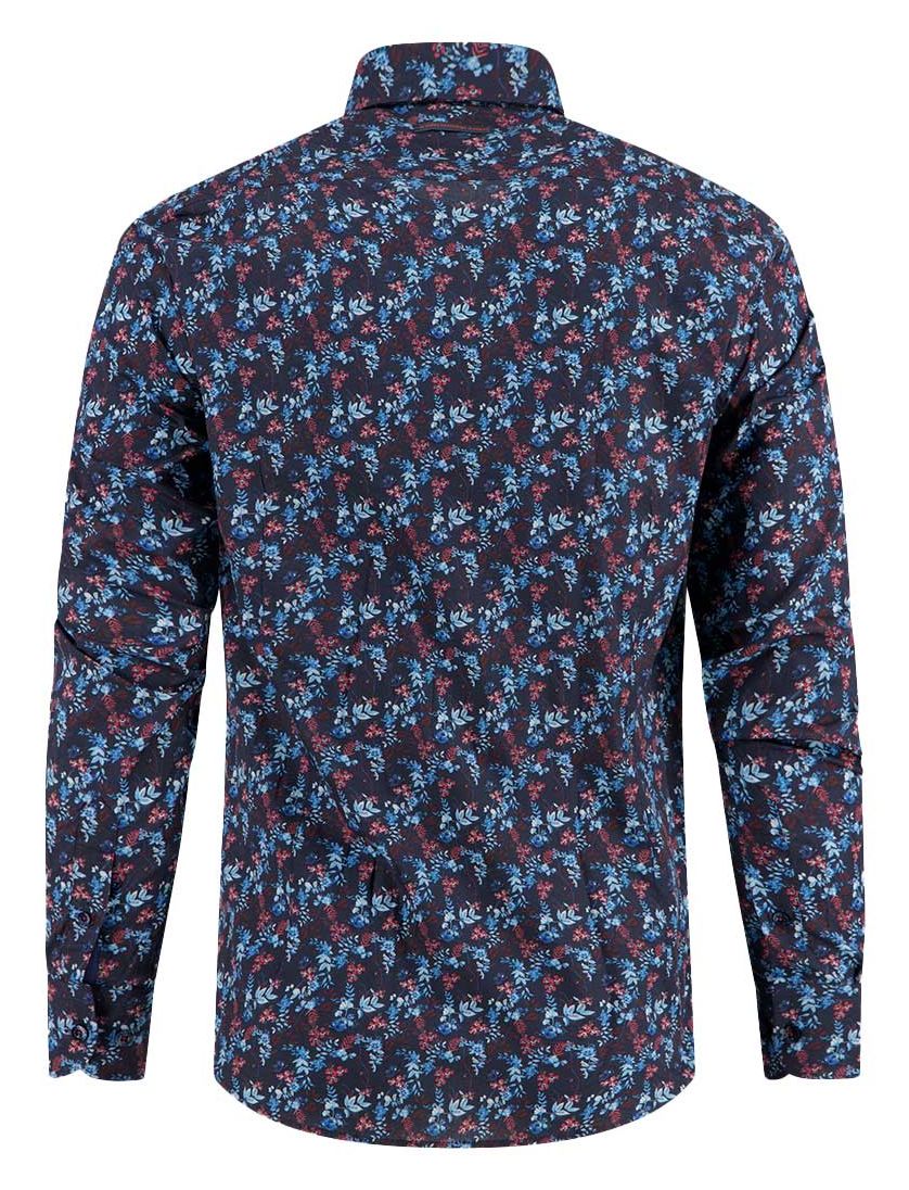 katoenen A Fish Named Fred overhemd donkerblauw print