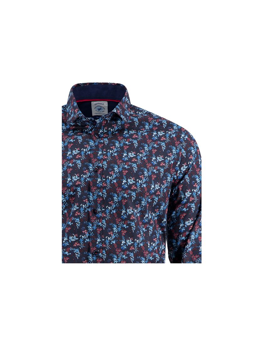 katoenen A Fish Named Fred overhemd donkerblauw print