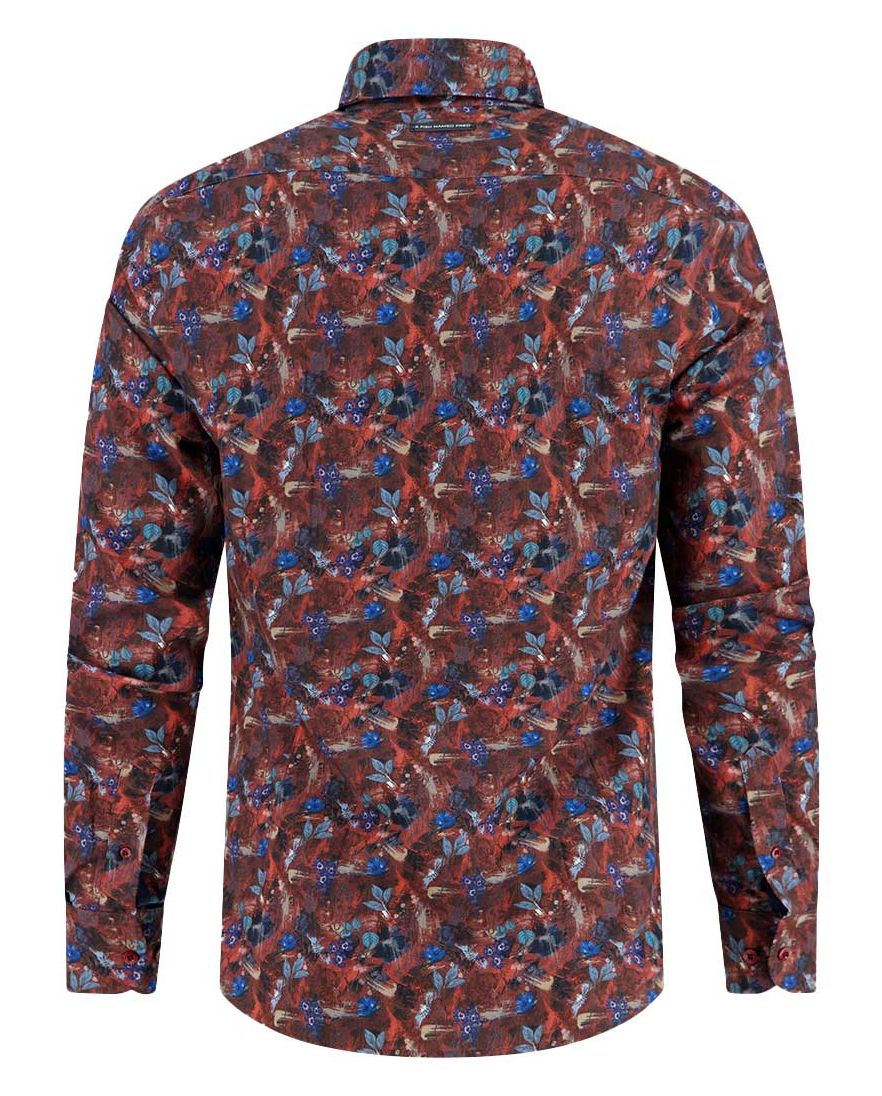 A Fish Named Fred overhemd rood print normale fit