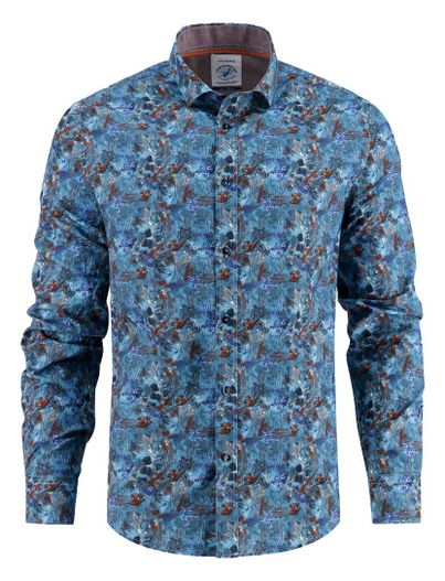 A Fish Named Fred katoenen A Fish Named Fred overhemd blauw printje