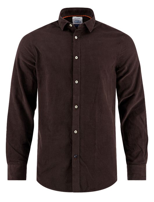 A Fish Named Fred overhemd bruin effen