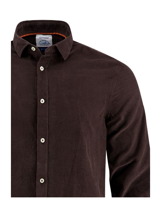 A Fish Named Fred overhemd bruin effen