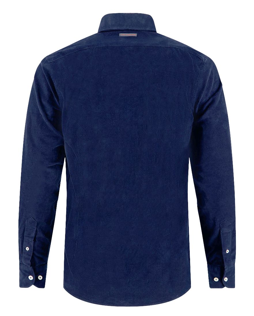 A Fish Named Fred overhemd donkerblauw effen normale fit