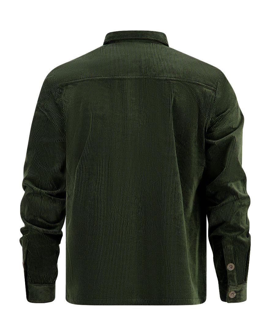 A Fish Named Fred overshirt groen rib effen slim fit