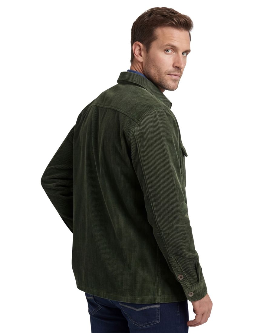 A Fish Named Fred overshirt groen rib effen slim fit