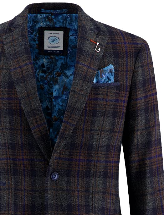 A Fish Named Fred colbert donkerblauw geruit