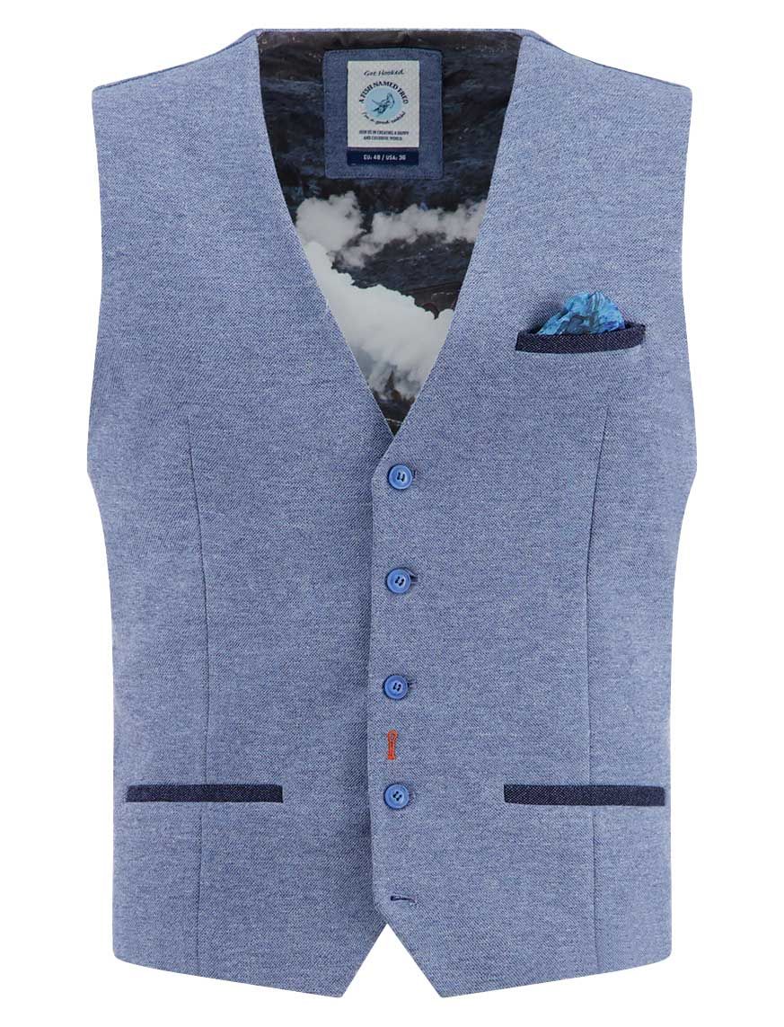 A Fish Named Fred gilet blauw gemeleerd