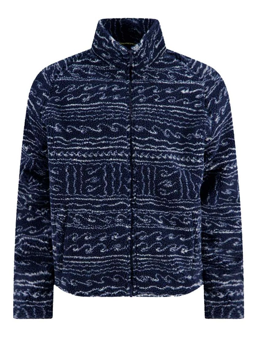 A Fish Named Fred fleece jas geprint donkerblauw