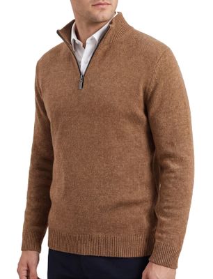 A Fish Named Fred A Fish Named Fred halfzip trui effen bruin slim fit