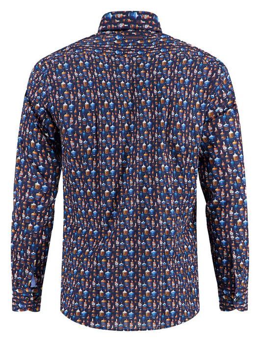 A Fish Named Fred overhemd navy geprint