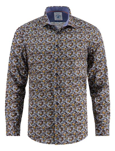 A Fish Named Fred A Fish Named Fred overhemd bruin met print