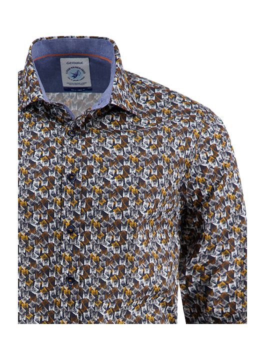 A Fish Named Fred overhemd bruin met print