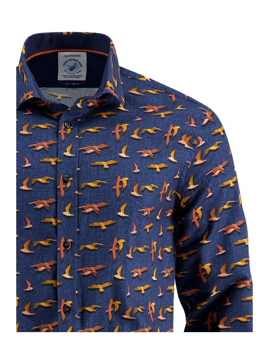 A Fish Named Fred overhemd donkerblauw print