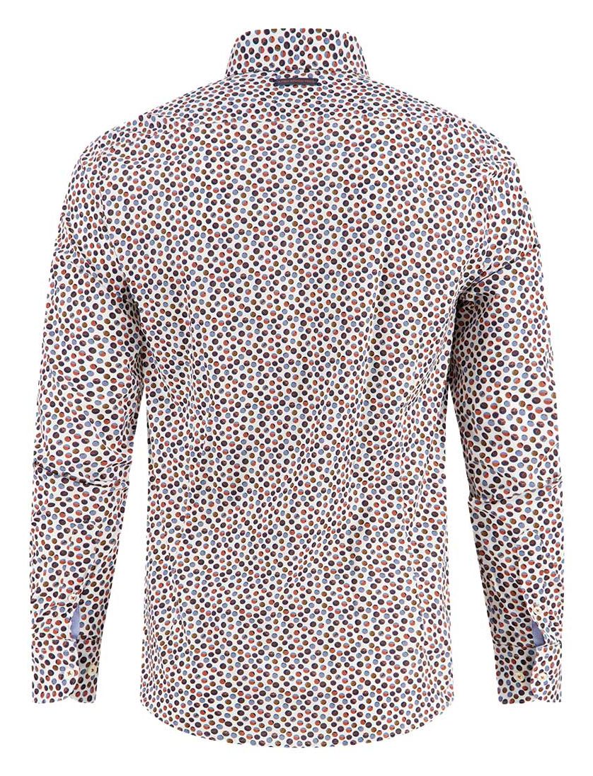 katoenen A Fish Named Fred overhemd wit geprint stippen