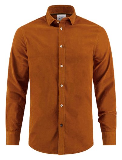 A Fish Named Fred A Fish Named Fred overhemd oranje effen normale fit katoen