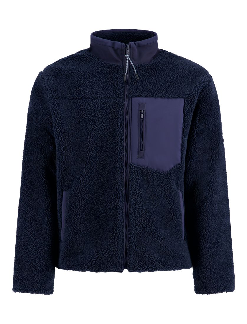 A Fish Named Fred fleece jas donkerblauw effen