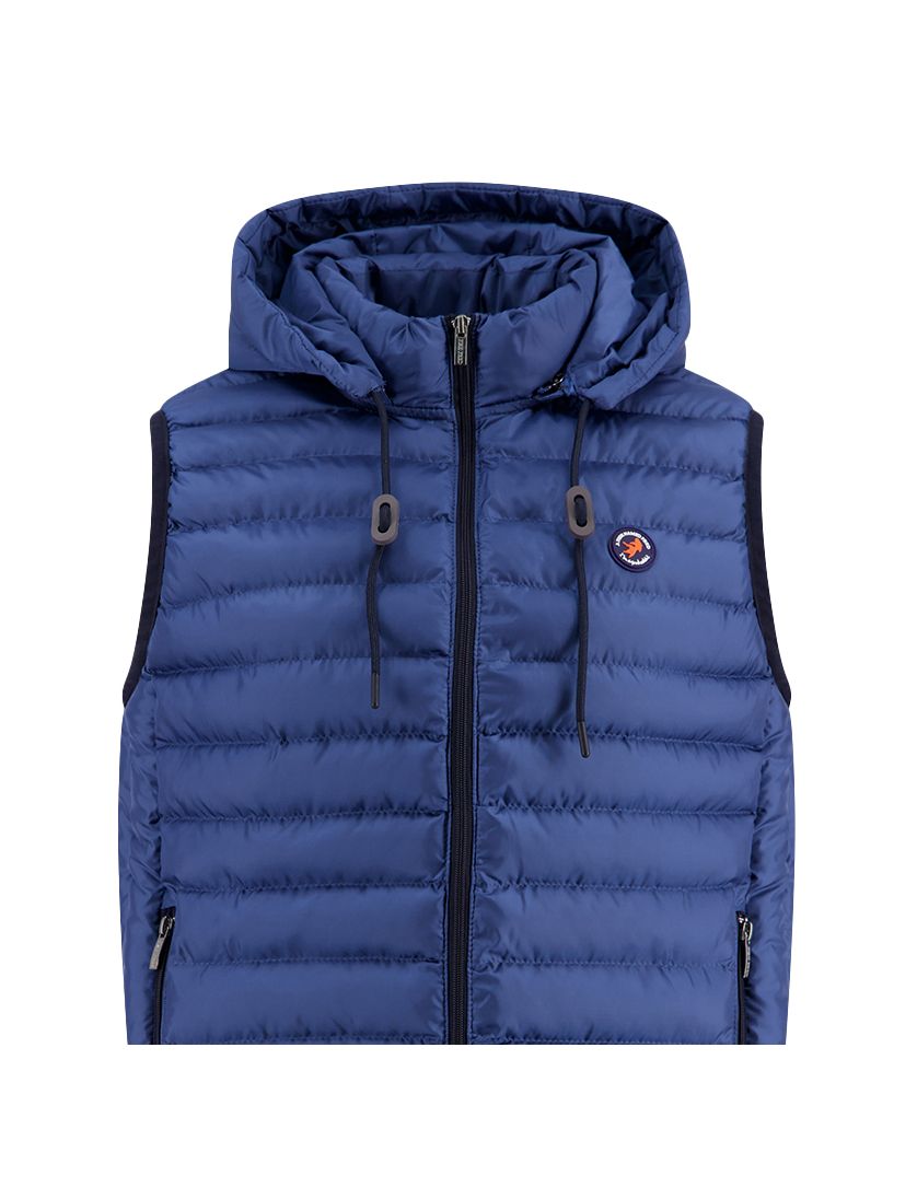 A Fish Named Fred bodywarmer blauw effen slim fit capuchon