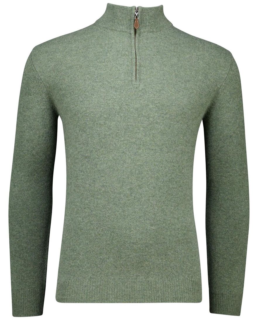 Alan Paine trui half zip gemeleerd groen lamswol