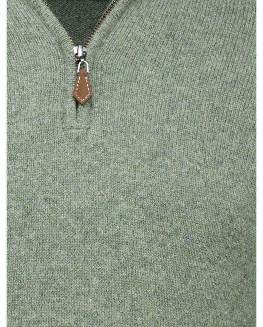 Alan Paine trui half zip gemeleerd groen lamswol