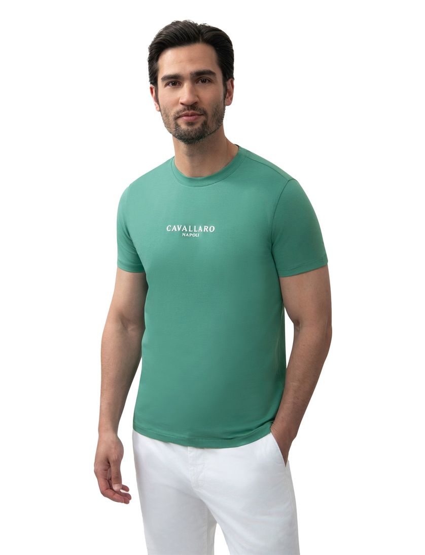 Cavallaro Napolitano T-shirt groen ronde hals effen