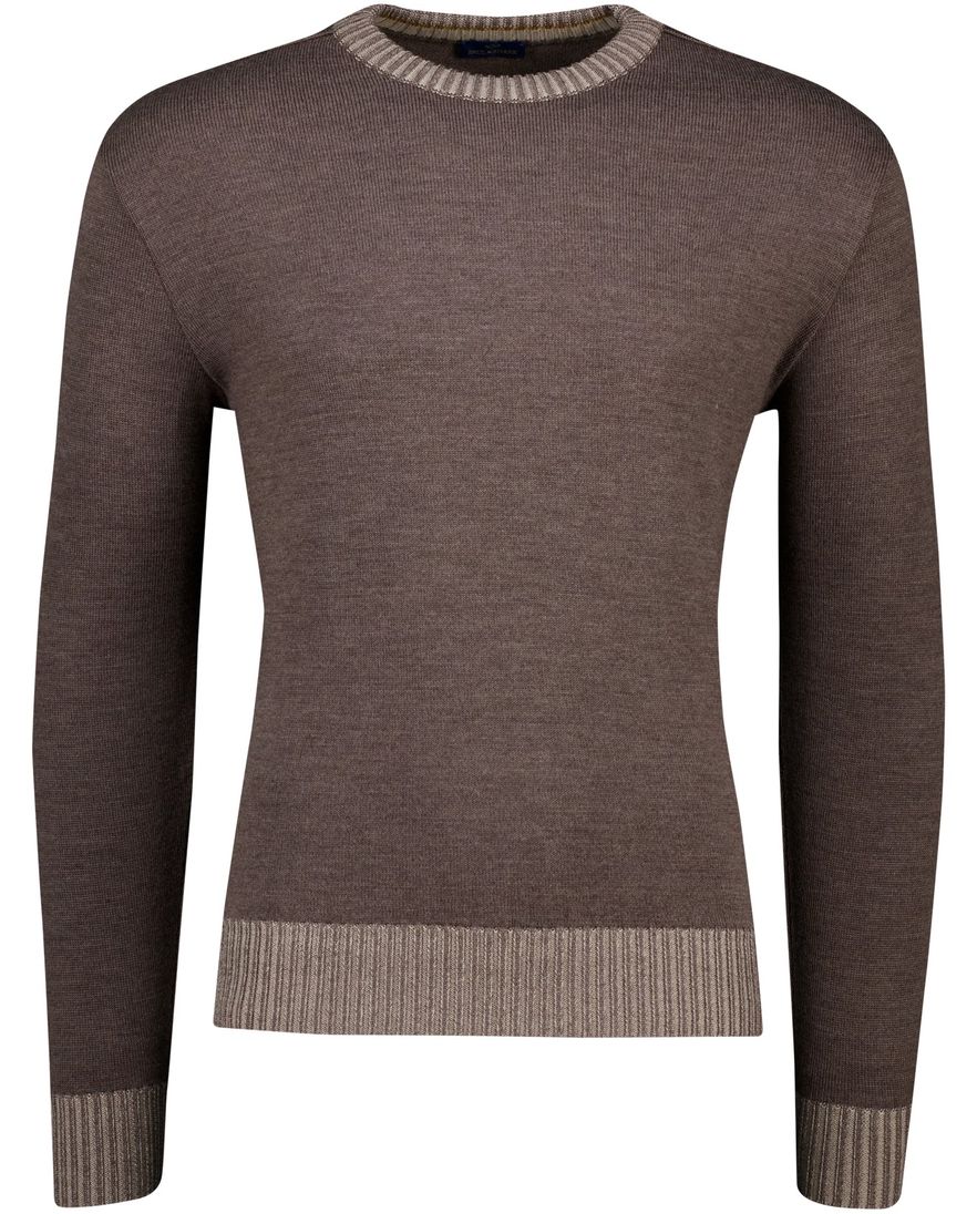 Paul & Shark trui gebreid bruin effen wijde fit