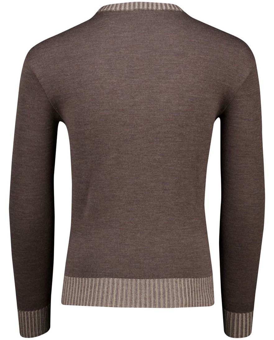 Paul & Shark trui gebreid bruin effen wijde fit