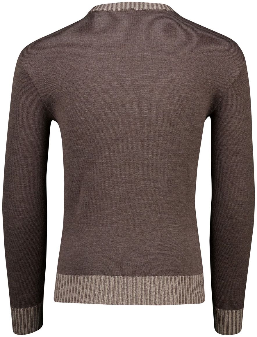 Paul & Shark trui gebreid bruin effen wijde fit