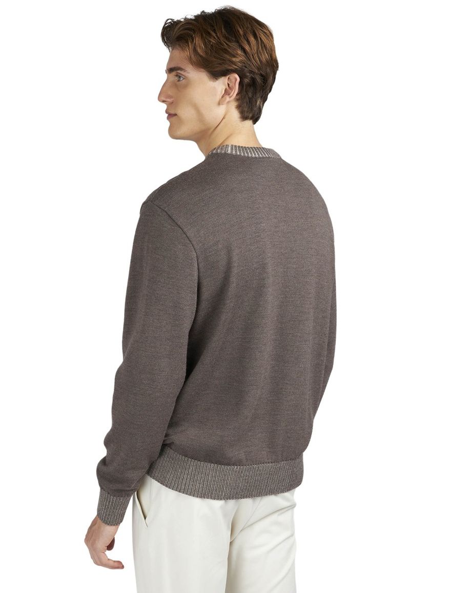 Paul & Shark trui gebreid bruin effen wijde fit