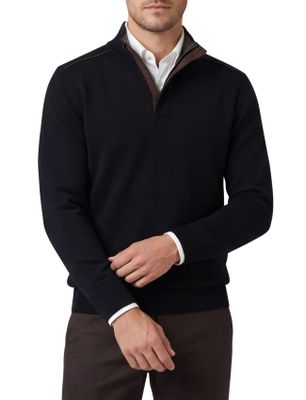 Paul & Shark Paul & Shark trui navy half zip lamswol