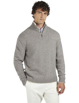 Paul & Shark Paul & Shark half zip trui grijs gemêleerd