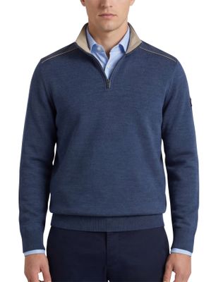 Paul & Shark Paul & Shark trui half zip blauw lamswol
