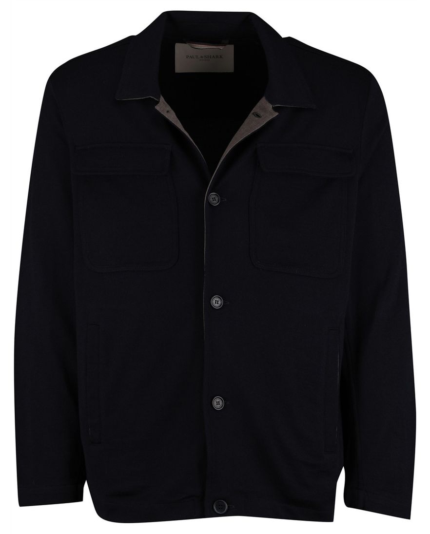 Paul & Shark Overshirt Zwart borstzakken 100% lamswol