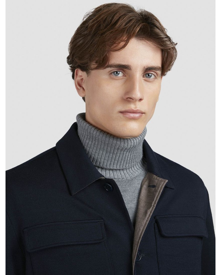 Paul & Shark Overshirt Zwart borstzakken 100% lamswol