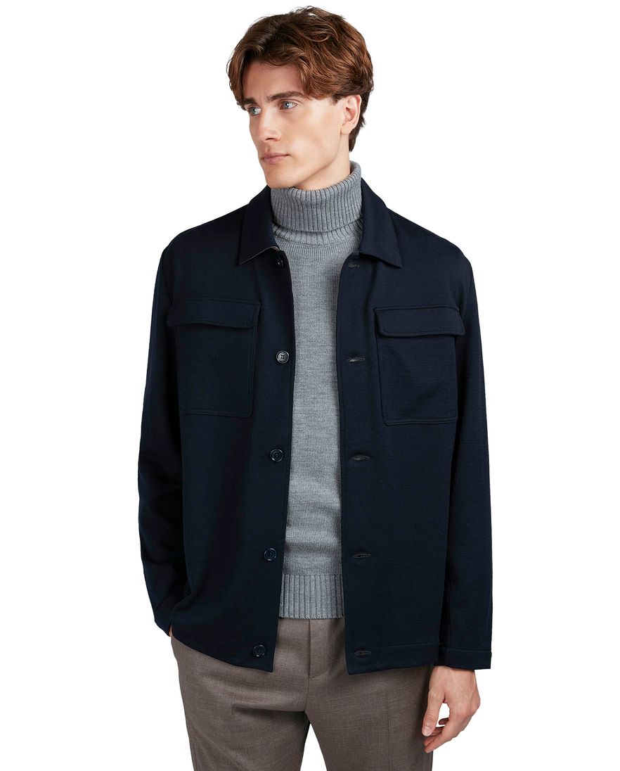 Paul & Shark Overshirt Zwart borstzakken 100% lamswol